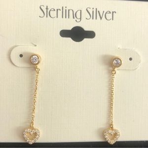 14K Gold Vermeil Cubic Zirconia ”Love on a Chain” Earring-Boutique